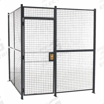 WIRECRAFTERS Woven Partition Cage: 8 ft W x 10 ft D 10 ft H, Gray, 2 Sides - WireCrafters Woven-Wire
