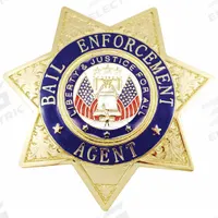 HEROS PRIDE Metal Badge: Bail Enforcement Agent - Star, 3 in x 3 in, Gold, Metal, Badge (MPN 4132G). Key specifications — attr1074238: Pin and Safety Catch; attr188498: 3 in x 3 in; attr188499: Gold; attr188500: Metal; attr188503: Bail Enforcement Agent - Star; attr193746: HEROS PRIDE.