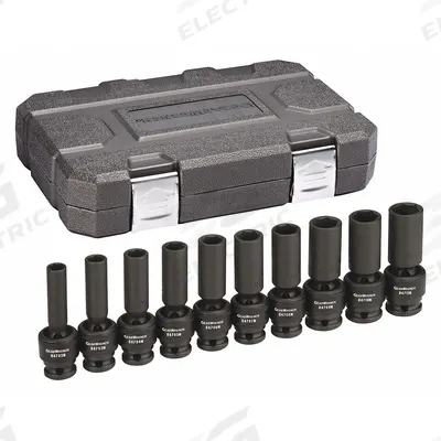 GEARWRENCH Socket Set: 3/8 in Drive Size, 10 mm to 19 mm Socket Size Range, Manganese Phosphate - SAE Impact Socket Sets