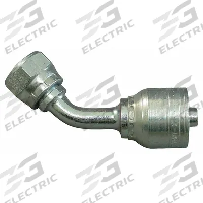 AEROQUIP Hydraulic Crimp Fitting: Steel x Steel, 45° Elbow, -16 For Hose Dash Size - Aeroquip Crimp Hydraulic Hose Fittings with Metric Connection