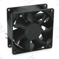 DAYTON Axial Fan: 84 cfm Airflow @ 0.000 in SP, 3 1/8 in Ht, 1 1/2 in Dp, Lead Wires, IP20, 48V DC (MPN 2RTH8). Key specifications — Blade Material: Polybutylene; Housing Material: Polybutylene Terephthalate; Brand: DAYTON.