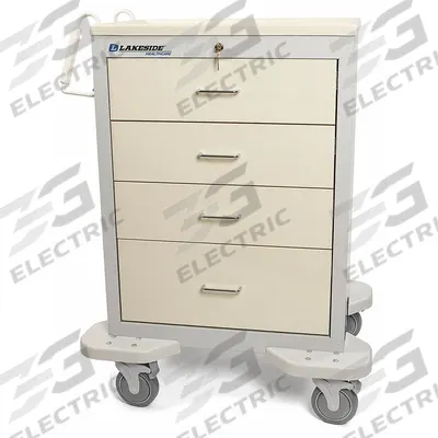 LAKESIDE General Medical Supply Cart with Drawers: Steel, (2) Swivel/(2) Swivel with Brake - General Medical Supply Carts with Drawers