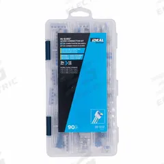 IDEAL Push-In Lever Kit: 90 Pieces, 24 AWG – 12 AWG Wire Sizes (MPN 30-1012). Key specifications — Manufacturer Part Number: 30-1012; Brand: IDEAL; Includes: (35) 3-Port.