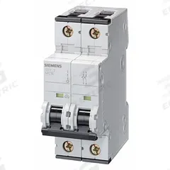 SIEMENS IEC Supplementary Protector: 8 A Amps, 5kA at 400V AC, Screw Clamp, 5SY6, 400V AC, C (MPN 5SY62087). Key specifications — Terminal Connection: Screw Clamp; AC Voltage Rating: 400V AC; Curve Type: C; DC Voltage Rating: Not Rated; Max. AIR Rating: 5kA at 400V AC; Series: 5SY6; Brand: SIEMENS.