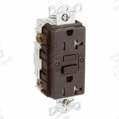 HUBBELL GFCI Receptacle: Duplex, 5-20, Brown, GFCI, 125V AC, 20 A, 2 Pole / 3 Wire (MPN GFRTW20)