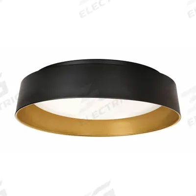 AFX INC. Flush Mount: 15 1/2 in Dia, Black/Gold, 4 in Ht, 2,500 lm, 2700K/3000K/3500K/4000K/5000K - Duncan Flush-Mount Lights