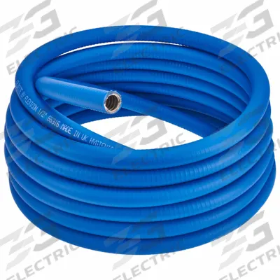 CALBRITE Hygienic PVC Coated Flex Conduit: 1 1/4 in Trade Size, Blue/White - Corrosion Resistant Liquid-Tight Metallic Conduit