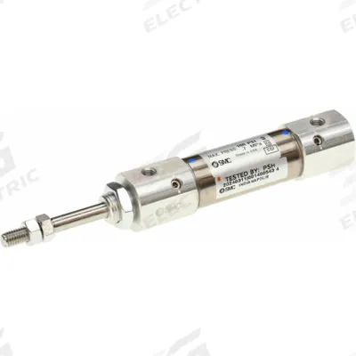 SMC Round Body Cylinder: 16 mm Bore, 15 mm Stroke, Non-Repairable, Stainless Steel - Double End Mount Cylinders
