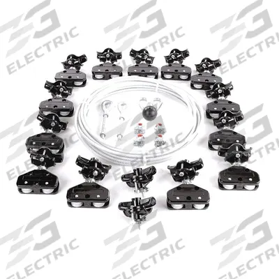 Dayton Festoon System Kit: Wire Rope, 80 ft – 80 ft, 98 ft Min Cable/Hose Required - Wire Rope Festoon Kits