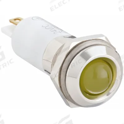 APPROVED VENDOR Raised Panel Light: 12 mm Panel Mounting Hole Dia, LED, Yellow, Raised Head - LED Indicator Pilot Lights