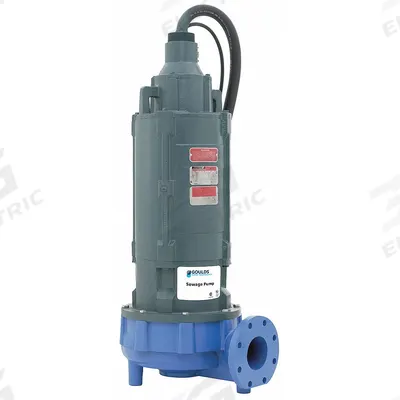 GOULDS Sewage Ejector Pump: Cast Iron, Three Phase, 10 hp, 460V AC, 3 in Max. Dia. Solids - Non-Clog Sewage Ejector Pumps