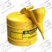 JUSTRITE TYPE I SAFETY CAN: For Use With Diesel, 5 gal Capacity, Includes Funnel, Yellow (MPN 7150210). Key specifications — Brand: JUSTRITE.