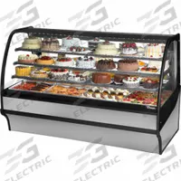 TRUE REFRIGERATION Refrigerated Merchandiser: 49 1/8 in x 77 1/4 in x 39 in, Silver, Curved Glass (MPN TDM-R-77-GE/GE-S-S). Key specifications — attr1277723: TRUE REFRIGERATION; attr1277683: R-290; attr1277691: No; attr1277694: Silver; attr1280716: Curved Glass; attr1280729: TDM.