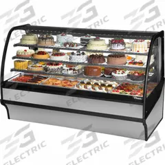 TRUE REFRIGERATION Refrigerated Merchandiser: 49 1/8 in x 77 1/4 in x 39 in, Silver, Curved Glass (MPN TDM-R-77-GE/GE-S-S). Key specifications — attr1277723: TRUE REFRIGERATION; attr1277683: R-290; attr1277691: No; attr1277694: Silver; attr1280716: Curved Glass; attr1280729: TDM.
