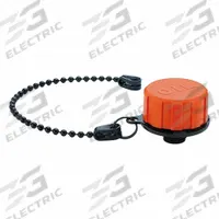 ELESA Hydraulic Breather: Orange Splash Guard, 1/2", BSPP, 200 mm Nominal Tether Lg, Black (MPN 52712). Key specifications — Brand: ELESA; Thread Size: 1/2"; Thread Type: BSPP; Body Material: Polyamide; Tether Color: Black; Tether Material: POM-Based Technopolymer.