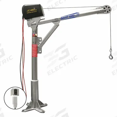 OZ LIFTING PRODUCTS Davit Crane Kit: Steel, Electric, 1,000 lb Max. Load Capacity - Steel Davit Crane Kits with Bases