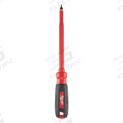 MILWAUKEE Insulated Slotted Screwdriver: 5/16 in Tip Size, Long Lg, 11 in Overall Lg - Insulated Slotted Screwdrivers