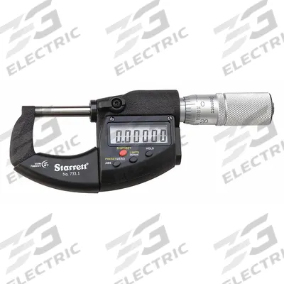 STARRETT Digital Outside Micrometer: 0 in to 123/125 in /0 mm to 25 mm, Inch/Metric - Micrometers with SPC Output for Harsh Environments