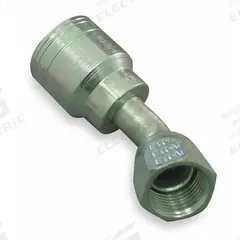AEROQUIP Hydraulic Crimp Fitting: Steel x Steel, 45° Elbow, -10 For Hose Dash Size, JIC x Crimp (MPN 1AA10FJA10). Key specifications — Fitting Gender: Female x Genderless; Fitting Connection Type: JIC x Crimp; Thread Size: 7/8"-14; For Hose Dash Size: -10; Brand: AEROQUIP.