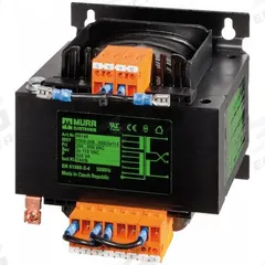 MURRELEKTRONIK Transformer: 208 to 550V AC, 115V AC/230V AC, Floor/Wall, 100 VA, Circuit Breaker (MPN 86143). Key specifications — Brand: MURRELEKTRONIK; Input Voltage: 208 to 550V AC; Mounting Location: Floor; Output Voltage: 230V AC; Phase: Single.