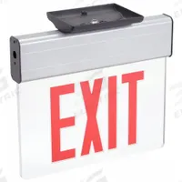 Edge-lit Exit Sign: 1 Faces, Red, Aluminum, Universal Field Selectable Chevrons, LED, Silver (MPN EDG 1 R EL M6). Key specifications — Housing Color: Silver; Brand: LITHONIA LIGHTING; Lighting Technology: LED; Self Diagnostics: No; Housing Material: Aluminum; Text Color: Red.