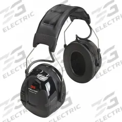 3M PELTOR Electronic Ear Muffs: Over-the-Head Earmuff, 26 dB NRR, 3.5mm Stereo and AM/FM Radio, Foam (MPN HRXS221A-NA). Key specifications — Cup Color: Black; Intrinsically Safe: No; Connection Type: 3.5mm Stereo and AM/FM Radio; Two-Way Radio Communication Type - MERCH: Listen Only; Brand: 3M PELTOR; Foldable: No.