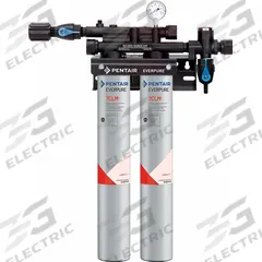 EVERPURE Water Filtration System: 5 micron, 3.3 gpm, FNPT, 25 in Overall Ht, 15,000 gal (MPN EV977112 -75). Key specifications — Brand: EVERPURE; Reduces: Objectionable Odors; Filter Media: Carbon Block.