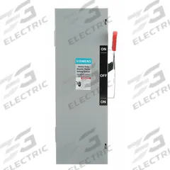 SIEMENS Safety Switch: Fusible, 30 A, Three Phase, 600V AC, Galvanized Steel, Indoor (MPN DTF361). Key specifications — Brand: SIEMENS.