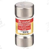 LITTELFUSE Fuse: JLS Series, Class J, Cylindrical Body, Fast-Acting, 50 A, 600 V AC, Non-Indicating (MPN JLS050). Key specifications — attr1287274: JLS; attr211200: LITTELFUSE.