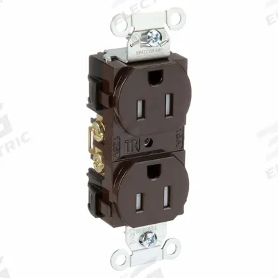 HUBBELL Receptacle: Duplex, 5-15, Brown, 125V AC, 15 A, 2 Pole / 3 Wire (MPN BR15TR) - General Purpose Receptacles