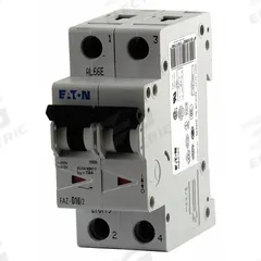 EATON IEC Supplementary Protector: 8 A Amps, 96V DC, 15kA at 277/480V AC, Lug, FAZ, 277/480V AC, B (MPN FAZ-B8/2). Key specifications — Terminal Connection: Lug; AC Voltage Rating: 277/480V AC; Curve Type: B; DC Voltage Rating: 96V DC; Max. AIR Rating: 15kA at 277/480V AC; Series: FAZ; Brand: EATON.
