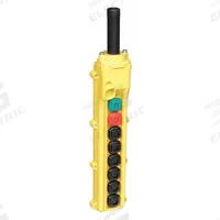 KH INDUSTRIES Pendant Control Station: (8) Push Buttons, 1NO/1NC, On/Off, NEMA 4/4X (MPN CPH08-B3D-000A). Key specifications — AC Contact Rating: 5 A @ 125/240 V; Action: Maintained/Maintained/Momentary/Momentary/Momentary/Momentary/Momentary/Momentary; DC Contact Rating: 0.4 A @ 120 V; Enclosure Material: Thermoplastic; Hub Style: Dead-End; Legend: On/Off; Operator Configuration: (8) Push Buttons; Brand: KH INDUSTRIES.