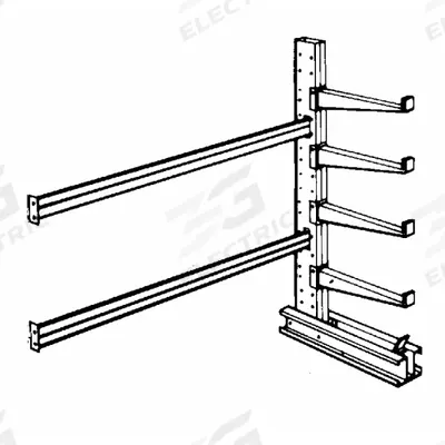 JARKE Cantilever Rack: Add-On, Heavy-Duty, 74 3/4 in x 40 in x 96 in, Straight Arm - Heavy-Duty Pin-Lock Cantilever Rack Kits
