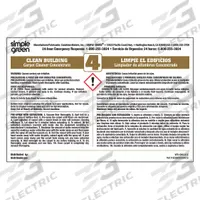 SIMPLE GREEN Secondary Bottle Label: 4 in Ht, 6 in Wd, 10 PK (MPN 9510001000212). Key specifications — Legend: Simple Green Clean Building Carpet Cleaner Concentrate 4; Brand: SIMPLE GREEN; Product Type: Secondary Bottle Label.
