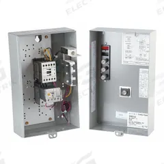EATON IEC Magnetic Motor Starter: Non-Reversing, 3 Poles, Electronic Protection, 9 A, 208V AC (MPN ECX09C1EAA-R63/B). Key specifications — Brand: EATON; Pilot Lights Included: None; Auxiliary Contacts Included: 1NO/1NC.