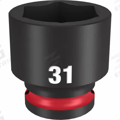 MILWAUKEE Standard Impact Socket: 1/2 in Drive Size, Metric, 31 mm Socket Size, 6-Point - 1/2" Drive Impact Sockets
