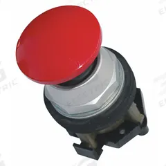EATON Mushroom Head Push Button: Non-Illuminated, Mushroom Head Profile, Metallic, 30 mm, 1NO/1NC (MPN HT8AERAB). Key specifications — Brand: EATON; Action: Momentary; Series: HT800; Push Button Material Type: Metallic.