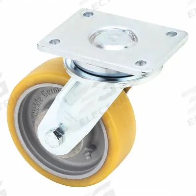 APPROVED VENDOR Plate Caster: Swivel, No Brake, Polyurethane, 6 in Wheel Dia, 2 in Wheel Wd - Heavy-Duty Plate Casters