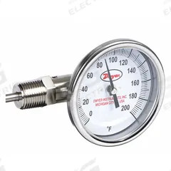 DWYER Dial Thermometer: 0°F to 200°F, ±2%Full Scale Accuracy, 6 in Stem Lg, 3 in Dial Dia (MPN BTLS360101). Key specifications — Accuracy: ±2 % Full Scale; Brand: DWYER.