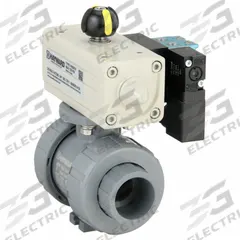 HAYWARD FLOW CONTROL Pneumatically Actuated Two-Way Ball Valve: 1 in, CPVC, Air to Air, Three-Piece (MPN PSDTBH210STVA8). Key specifications — Brand: HAYWARD FLOW CONTROL; Connection Gender - Side 1: Female; Actuator Features: Position Indicator; Actuator Operation: Air to Air; Actuator Series: PSD; Connection Gender - Side 2: Female; Connection Type - Side 1: True-Union Socket/True-Union NPT; Connection Type - Side 2: True-Union Socket/True-Union NPT.