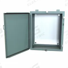 HAMMOND Electrical Enclosure: Steel, 24 in x 20 in x 10 in, NEMA 12/13/3R/4, w/Panel, Solid Cover (MPN 1418N4E10). Key specifications — Closure Method: Clamps; Brand: HAMMOND; Knockouts: Not Included.