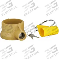 JENDYK King Pin Lock: Gold, Powder Coated, (2) Keys/Lock/Tie Strap/Yellow Flag, King Pin Lock (MPN 3KJN1). Key specifications — Finish: Powder Coated; Includes: Yellow Flag; Vehicle Class: VII; Brand: JENDYK; Color: Gold; Product Type: King Pin Lock.