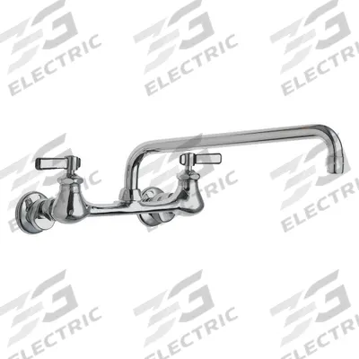 CHICAGO FAUCETS Straight Kitchen Faucet: 540, Cast Brass, Widespread, Wall, 2 Mounting Holes - Widespread Kitchen Faucets