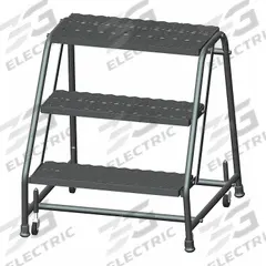 BALLYMORE Step Stool: 2.4 ft Overall Ht, 450 lb Load Cap, 3 Steps, Steel, 2.4 ft Standing Ht (MPN 326X). Key specifications — attr1051722: Rolling Step Stool; attr1051697: BALLYMORE; attr1051699: (4) Swivel; attr1051702: Gray; attr1051713: Handrails Not Included; attr1051726: Rectangle.