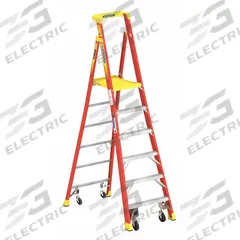 WERNER Podium Stepladder: 8 ft Ladder Size, Fiberglass, 300 lb Load Capacity, 43 lb Wt (MPN PD6206-4C). Key specifications — Brand: WERNER; Included Features: Guard Rail.