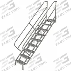 TRI-ARC Portable Stairs: 10.3 ft Overall Ht, Steel, 450 lb Load Capacity, Perforated, 9 Steps (MPN WISS109242). Key specifications — attr1050559: Gray; attr1050557: TRI-ARC.