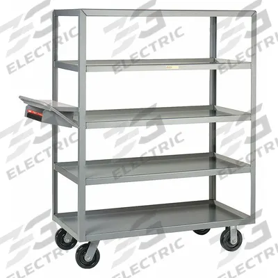 LITTLE GIANT Utility Cart: 3,600 lb, 5 Shelves, 64 in L x 24 in W x 65 in H Overall Dim - Order-Picking Utility Carts with Lipped Metal Shelves