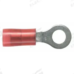 PANDUIT Ring Terminal: Red, Nylon Insulation, #6 Stud Size, 22 AWG to 18 AWG Wire Sizes, 600 V (MPN PN18-6R-M). Key specifications — attr1308027: PANDUIT.