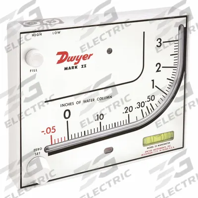 Dwyer Analog Manometer: Inclined Vertical, MARK II 25 - Stationary Analog Manometers