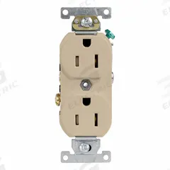 LEVITON Plugs and Receptacles: Duplex, 5-15, Ivory, 125V AC, 15 A, 2 Pole / 3 Wire (MPN TCR15-I)